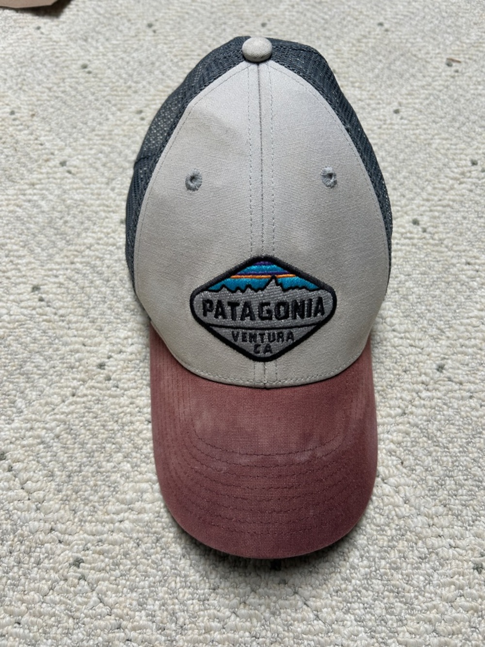 Patagonia Two-Tone Patch Trucker Hat - Beige & Maroon